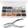 Walfront 240 Set Kit di attrezzi per l'installazione di pinze per rivetti a doppia faccia, set di pinze a scatto Doppio cappuccio Rivetto Borchie in metallo tubolare per cinture Giacche a
