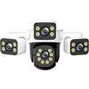 Whychstore Telecamera di sicurezza 4K HD WiFi, telecamera di sicurezza per esterni, tre obiettivi, 10 MP, telecamere domestiche professionali, visione notturna a colori, impermeabile (UK200)