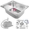 RELOVE Lavello da cucina Vasca singola in Acciaio Inox Spazzolato, Caravan Lavandino, Lavello appoggio inox piano con sifone e piletta (50 * 40 * 20cm)