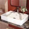 EMKE Lavabo Design Moderno - lavandino Sospeso in Ceramica con Bordo Sottile, Bagno e WC Ospiti,515x360x130 mm,Bianco Lucido, Lavabo Quadrato, Lavabo da Appoggio