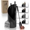Heimfleiss® Set Camino Nero Moderno | Attrezzi per Camino Set Camino | Kit Camino di Qualità con Attizzatoio, Spazzola-Paletta | Accessori Camino con Manici Neri