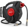 Arebos - Avvolgitubo automatico per tubo ad aria compressa | 10 m | fissaggio a parete | attacco rapido da 1-4 | resistente ai raggi UV | orientabile a 180° | incluso supporto di montaggio Grigio