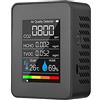 SPORTARC Monitor di qualità dell'aria 5 In1 Monitor di qualità dell'aria interna HCHO TVOC AQI Meter Detector Tester nero