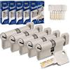GERCAR Pro Stesso sistema di chiusura 5 Cilindri a pomello 35/35 Set 5x Cilindri di chiusura con pomello incl. 25 chiavi - Serratura a cilindro da 70 mm Set di 5 cilindri - Lunghezza: 70mm, A:35 B:35