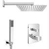Inbagno Set doccia da incasso completo di miscelatore con deviatore, braccio con soffione 30 cm e kit con doccino, presa acqua e flessibile, LOTUS