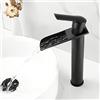 SJQKA Miscelatore Cascata Lavabo Nero, Rubinetto Alto Lavabo Bagno,rubinetto Bagno Lavabo Cascata Miscelatore Ottone (nero)