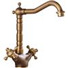 LAKKOAKOAA Rubinetto Lavabo Rubinetto Bagno, Stile Anticato Vintage Ottone Doppia Leva Miscelatore Bagno Girevole A 360°, Miscelatore Lavabo, Bronzo