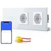 BSEED Presa standard doppia con interruttore della luce Smart Alexa, presa Schuko in vetro verticale (non Wi-Fi), interruttore della luce Single Live Wifi Touch 1 scomparto 1 via, bianco