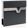 XPOtool Cassetta postale V60 con portagiornale, antracite e inox, soft-close, 370 x 105 x 370 mm