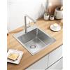Sofetiy Lavandino Cucina 40x45cm, Lavello Cucina 1 Vasca in Acciaio Inox, Lavabo Cucina Singola Con l'Ultimo Sifone e Troppopieno, Lavelli da Cucina