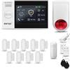 HUXGO® HXA007 Allarme casa senza fili WiFi + GSM con wireless Sirena | Kit allarme con 1x rilevatore di movimento, 9x sensori per porte e finestre, telecomando | Compatibile con TUYA