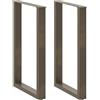 vidaXL Gambe per tavolo da bar a forma di U 2 pz in acciaio naturale 60x(90-91) cm
