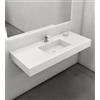 BELLOBATH Lavabo da appoggio in resina bianca 120x50x12 cm - Piano per il bagno con foro per rubinetto - Lavabo sospeso in resina
