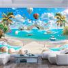 JIAOQSS Stacca e Attacca Carta da parati 3D fotografica Fotomurali per Camere da Letto fotografica arte murale decorazione soggiorno sala pranzo camera letto Stampa Sfondo Spiaggia Paesaggio Ponte Mongolfier