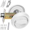 Tzdxfgl Serratura rotonda da incasso, in acciaio inox, maniglia per porta armadio, maniglia per porta scorrevole, maniglia per porta nascosta, accessorio pratico per casa e salotti (bianco)
