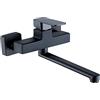 ZPSPZ Rubinetto da Muro Cucina Ottone Girevole Calda e Fredda Bocca Lunga Miscelatore Cucina a Parete-Nero -30Cm