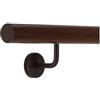 TIBU Corrimano in alluminio noce decorazione legno 30 - 600 cm corrimano da parete in acciaio inox, lunghezza 80 cm con 2 supporti e tappo dritto