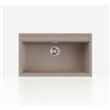 EVHOC Lavello Sopratop 86x51 cm, 1 Vasca, Lavandino in Kuarzite Vasca Unica per Cucina, Fascia Miscelatore Preforata, Made in Italy, Tortora, DESIDERATA L