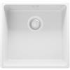 PRIMAGRAN Lavello sottotop Tutto Bianco 46x44cm, Lavandino in Granito a 1 vasca + Sifone Classico, Lavabo da Cucina al Mobile 50cm - Venezia Easy S034