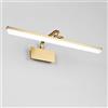 AIBOTY Specchio Lampada frontale LED Vintage bagno oro Applique in metallo Impermeabile anti-appannamento e anti-umidità Specchio da bagno Lampade da parete 14W,coolwhite