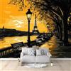 Generico Fotomurale 3D Carta Da Parati Parigi Rive Della Senna Lampioni Giallo 300 x 210 cm Carta Da Parati Camera Letto Moderna Fotomurali Murales Poster Gigante Moda Decorazione Da Muro