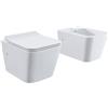 Parama Sanitari in ceramica sospesi bianco lucido vaso rimless bidet sedile soft-close chiusura rallentata mod. Londra