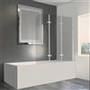 Peviasot Parete Vasca 120 x 140 cm, Parete Doccia per Vasca Pieghevole a 3 Ante, Schermo Vasca in Vetro di Sicurezza ESG 6 mm, Orientabile 180°, Profilo Argento, Vetro Trasparente