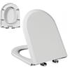 Wttfc Tavoletta WC Universale D Forma, Sedile WC Con Chiusura Ammortizzata e Funzione di Sgancio Rapido, Bianco, Copriwater in PP, 02D, 44x35.5cm, Facile da Montare e Pulire