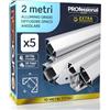 Eurocali 5x Profili Angolari da 2 metri (10mt) in Alluminio grigio per Strisce LED Copertura Opaca - larghezza max striscia led 12.1mm - 19 x 19