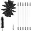 MOCNT Kit di Pennello per Pulizia del Camino Spazzole per Camini Nylon Rotante Flessibile Spazzola Pulizia con 6 Aste Flessibili 1 Testa Pennello 200mm 1 Testa Pennello 38mm
