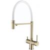 XJTNLB Miscelatore Cucina 3 Vie Acciaio Inox Oro Spazzolato+Bianco Rubinetto Tre Vie con Doccetta Estraibile Miscelatore Cucina con Doccetta Estraibile