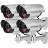 Genèrico 4 x Telecamera finta di sicurezza Kit Set di sorveglianza CCTV Simulata per uso interno o esterno con luce LED lampeggiante