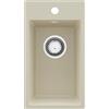 PRIMAGRAN Lavello da Cucina Beige 28x50cm, Lavandino in Granito a 1 vasca + Sifone Classico, Lavabo da Cucina Incasso al Mobile 30cm - Riga S006
