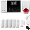 HUXGO® HXA005 Sistema di allarme casa senza fili con radio Sirena esterna WiFi + GSM | Impianto allarme casa kit con 1x sensori di allarme per finestre/portes, 5x rilevatori di movimento