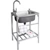 JIHAJU Lavello in Acciaio Inox Autoportante 1 Vasca con Rubinetto, pratico Lavelli multiuso toeletta autoportante, Giardino da Esterno lavando lavello Uso per Garage e Cortile,Ristorante,Lavanderia(53*38cm)