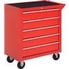 HOMCOM Carrello Porta Attrezzi a 5 Cassetti con Serratura, 4 Ruote e Maniglia, Carrello Officina in Acciaio 69x33x75cm, Rosso
