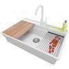 PRIMAGRAN Lavandino da Cucina Bianco 78x53cm, Lavello in Granito a 1 vasca + Rubinetto 32x20cm + Set di accessori, Lavabo da Cucina Incasso al Mobile 80cm - Oslo Pocket S342
