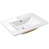 NUESTRA VIDA Lavabo Integrale a Incasso Soprapiano 61 x 46 x 16 cm, Rettangolare in Ceramica Bianco Lucido, Lavandino Bagno con Foro Troppopieno