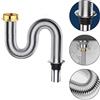 Helilyco Tubo di scarico per lavabo da bagno 80 100 cm flessibile sifone tubo di scarico per lavabo in acciaio inox