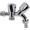 VR VETRINEINRETE Vetrineinrete® Rubinetto a doppio comando 2 vie per lavatrice lavastoviglie attacco ½ e ¾ rubinetti per giardino