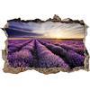 Huin 3D Adesivi da Parete,Adesivi Murali,Vista Effetto 3D Fuori dalla Finestra Decorazione Rimovibili Vinile DIY Stickers Murali per salone, Camera da Letto, enorme campo di lavanda sotto il sole 70x110cm