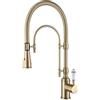 Kunmai Singola maniglia Alta Arco Cucina Lavello Rubinetti Oro Spazzolato Dual-Mode Pull Down Rubinetto Della Cucina In Ottone Massiccio Maniglia In