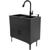 PattenlLevi Lavandino da cucina 75 x 41 x 78 cm Lavabo autoportante in acciaio inox, Mobile Lavatoio Commerciale con Rubinetto, per Interno, Garage Ristorante Lavanderia Giardino, nero