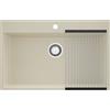 PRIMAGRAN Lavello da Cucina Beige 78x50cm, Lavandino in Granito a 1 vasca + Set di accessori, Lavabo da Cucina Incasso al Mobile 80cm - Riga S468