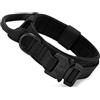 HALFSUMO Collare Cane tattico Regolabile con Maniglia di Comando, in Nylon, Imbottito, Fibbia in Metallo, collari per Cani di Taglia Media Grande, Caccia, addestramento, Tempo Libero, Outdoor Nero XL