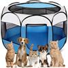 Wapasezyar Recinto pieghevole per cuccioli e cani 74x74x43cm, recinto per gatti, recinto per piccoli animali per casa, recinto per cani, gatti e conigli per interni ed esterni (Blu)