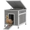 PawHut Casetta per anatre PawHut, casetta per anatre con porta laterale, fori di ventilazione, per pollame, per galline in legno di abete, per oche, pollaio con tetto in asfalto