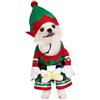 Mogoko Costume da elfo natalizio per cane, gatto, divertente, con cappuccio, in pile, vestiti caldi per Natale, taglia M