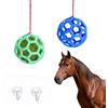 KQDRAVINE 2 pezzi Mangiatoia a rallentatore per fieno a forma di palla per polli e verdure, giocattolo cavalli da appendere di 14 cm, Horse Treat Ball per capre pecore e pollame antistress (verde e blu)