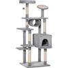 PawHut Albero Tiragraffi a Colonna 165cm Max 4.5kg 60x50x165cm Grigio | Graffiatoio e Trespoli, per Gattini e Gatti Adulti